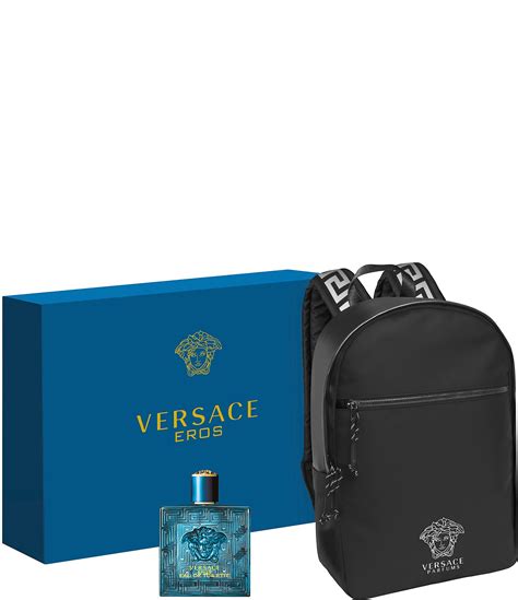 versace backpack with perfume.